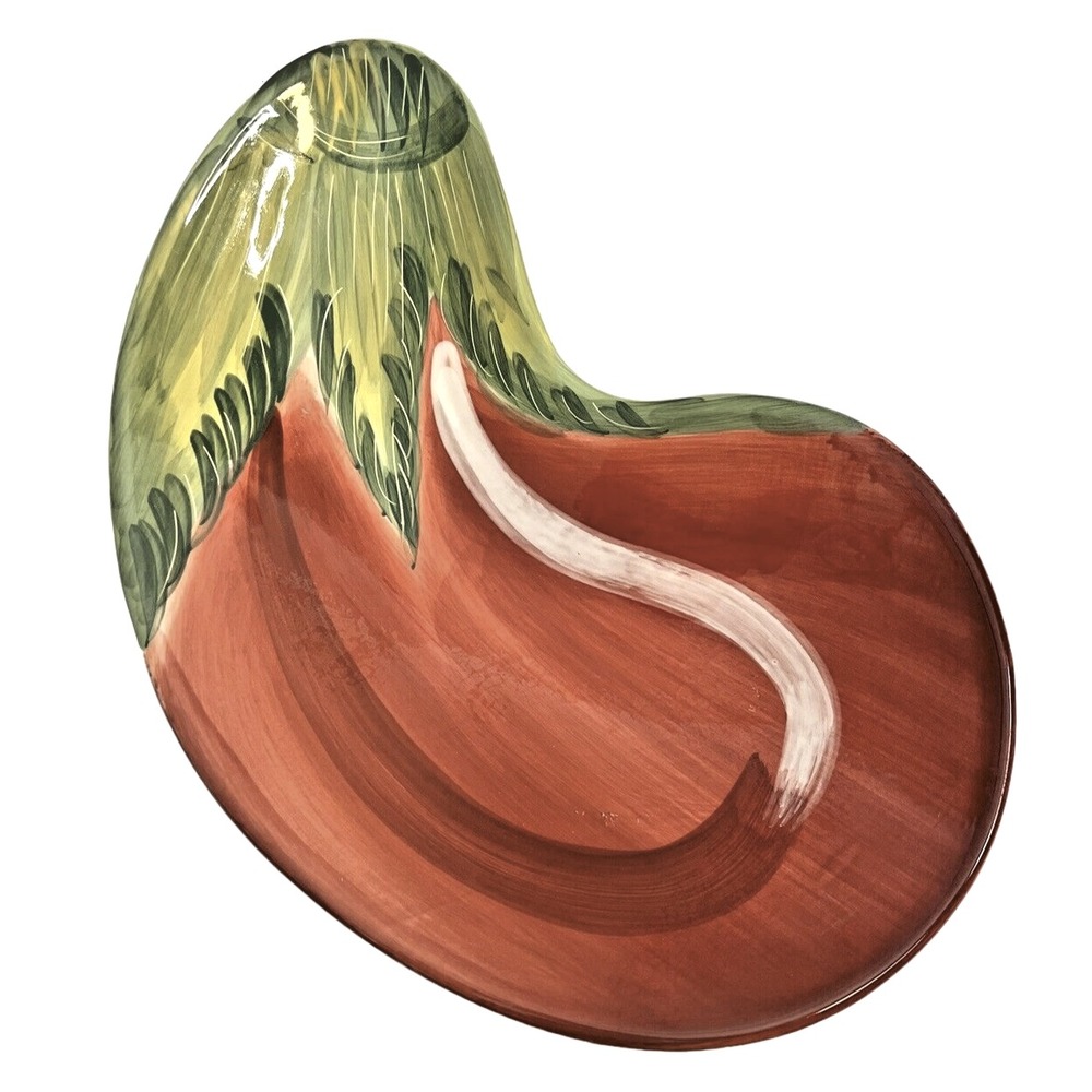 Pfaltzgraff Central Market Eggplant Shaped Bowl Serving Dish Med Red 15" x 10"